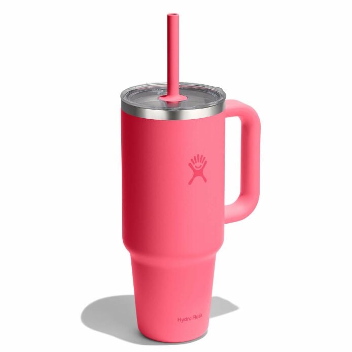 40-oz-travel-tumbler-k8 tt40pscc668-40-oz-travel-tumbler-clear-lid-popstar-pink-angled.jpg